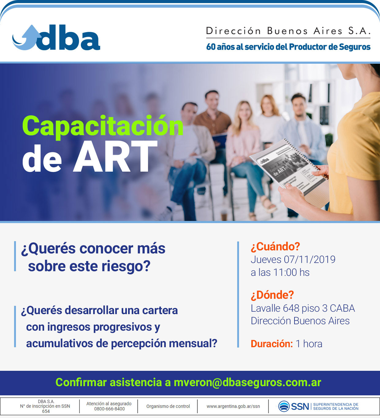 Capacitación ART el 7 de Noviembre, 2019.